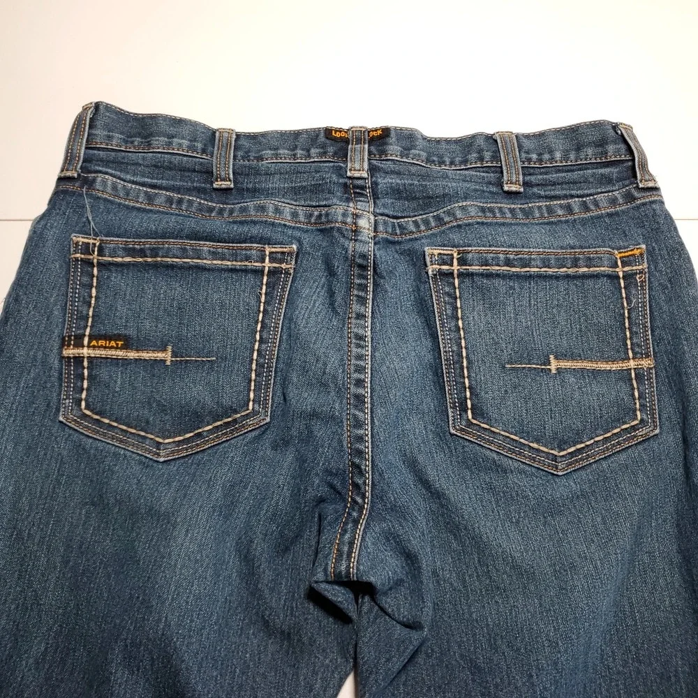 Ariat Rebar M4 Relaxed Boot Jeans Mens 36x30/28 Blue Workwear Denim - Picture 5 of 7